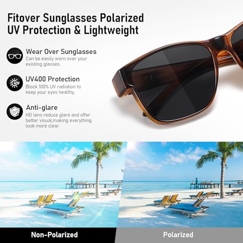 Image of GEGURI Polarized Sunglasses Fit Over Glasses for Men Women, Oversized Square Sun Glasses UV400 Protection Shades