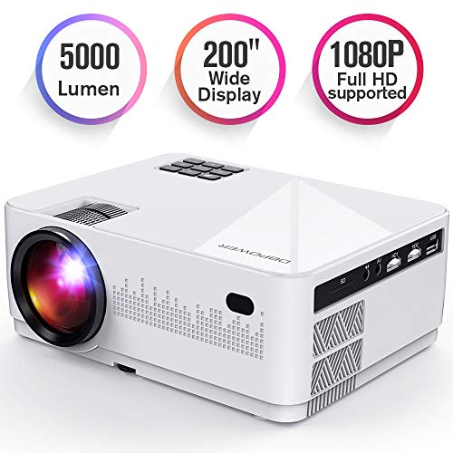 DBPOWER L21 LCD Video Projector, Upgraded 5000L 1080P 1920x1080 Supported Full HD Mini