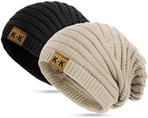 Kordear Beanie Hat Women - Knitted Beanie Hat,Ladies Soft Winter Wooly Hats Warm Thermal Slough Beanie for Womens Cosy Stripes