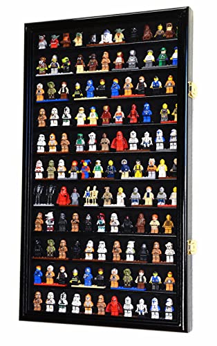 120 Minifigures Display Case Cabinet for Miniatures/Figurines/Mini Figures (Black)