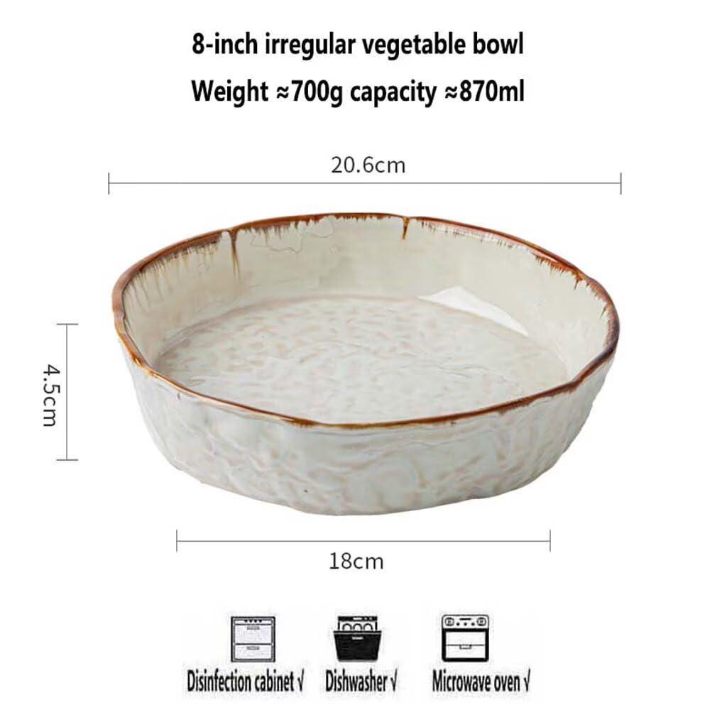 Miska do serwowania - 20 cm nieregularna konstrukcja - idealna do warzyw, zupy, sałatki i makaronu - idealna do wystroju domu i jadalni - pojemność 870 ml