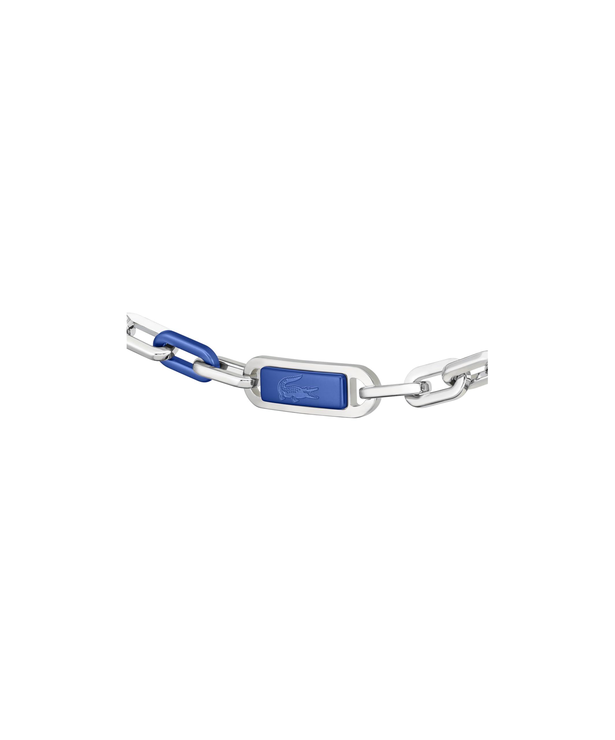 Lacoste Bracelet en Chaîne pour Homme Collection CREW en Acier Inoxydable (Argenté ou Doré) avec une Plaque Colorée Gravée