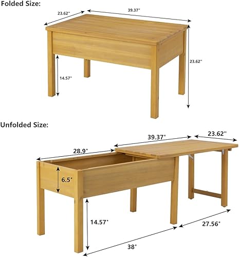 Miniatura 10 de BIRASIL Mesas sensoriales de madera con tapa plegable, mesa de juego de actividades para niños, caja de arena elevada para interiores
