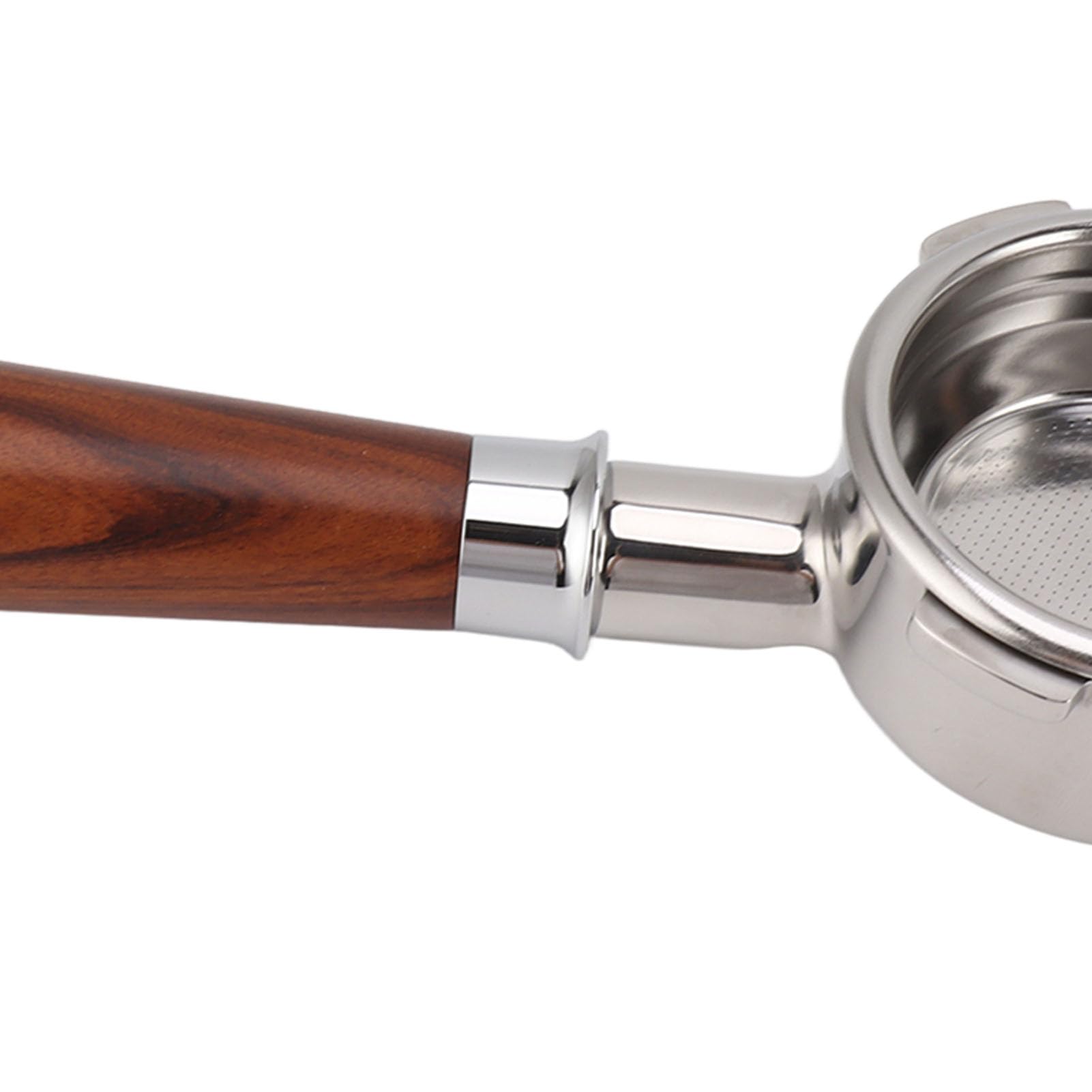 Portafiltro de 58 mm sin fondo, portafiltros de diseño de 3 orejas con mango de madera maciza para cafeteras (Redwood en estilo A1)