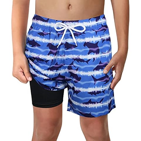 LUCOWEE Boys Swim Trunks with Compression Liner Cover
