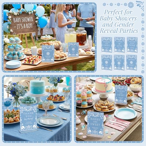 Image of Vercraft 6 Pcs Cielito Lindo Baby Shower Table Decoration Mexican Fiesta Papel Picado Thank You Acrylic Sign 6 x 8 Inch Blue Cielito Lindo Centerpieces with Stand Mexican Party Decoration