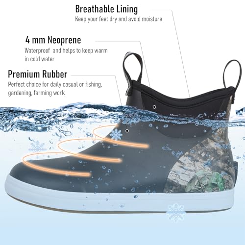 OceanBoard Boys Rain Boots, Waterproof Boots for Men & Women, Rubber Deck Boots for Fishing Gardening, Camo Ankle Rain Shoes, Muck Boots for Men2