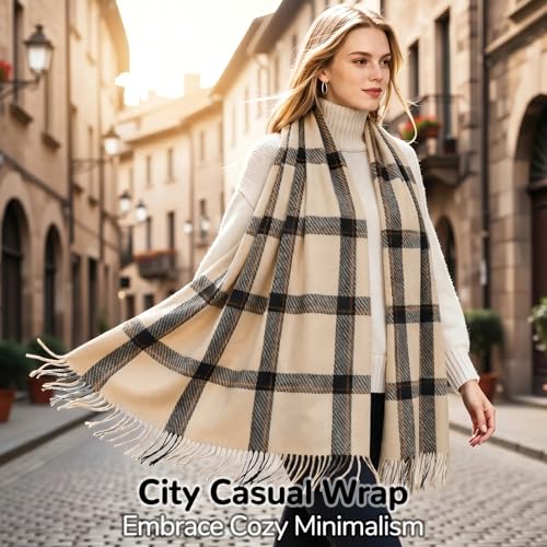 Image of Loritta Winter Scarf for Women, Long Plaid Shawl Wraps Scarves Gifts