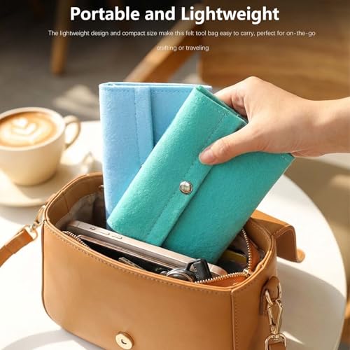 Image of Felt Craft Tool Bag - 2 Pack Portable Knitting Needle Case with Multi-Pockets, Soft Felt Organizer for Crafters, Art Lovers, and DIY Enthusiasts