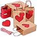 24 Pieces Valentines Day Gift Bags with Tags Valentines Candy Bags Goodie Bags with Handles Valentines Day Party Bags Red Pink Heart Love Paper Bags for Wedding and Valentine Party Supplies (Heart)