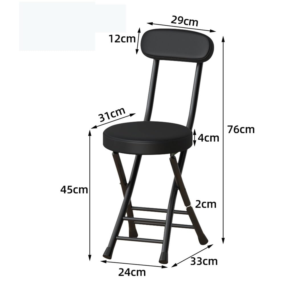 Tabouret De Bar Pliant ZJIEX En Cuir PU - Dossier Rembourré - Hauteur 76cm - Multi-Couleurs - Portabilité Max