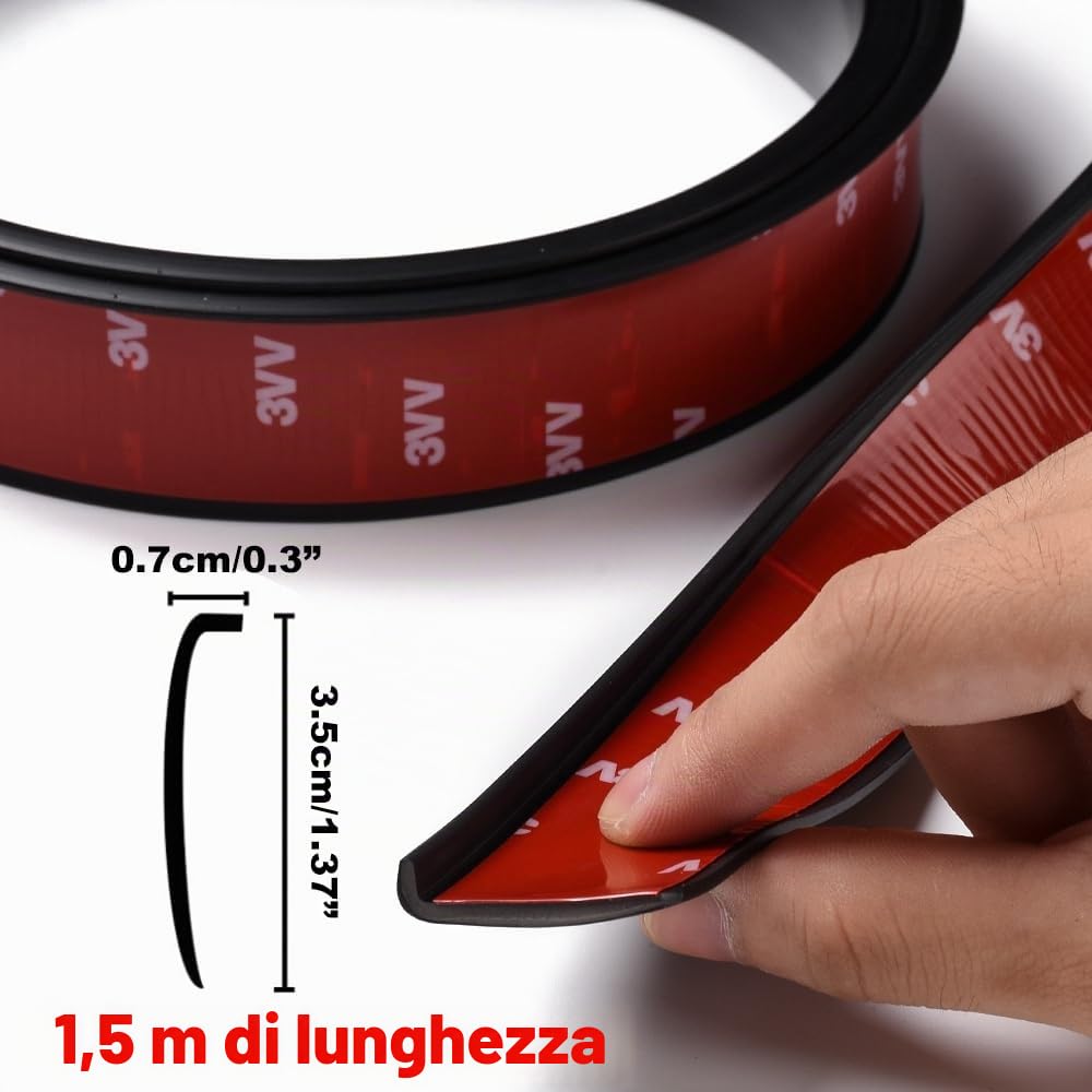Blueshyhall 2 Pezzi Protezione Passaruota Auto, 1,5 m x 3,5 cm Copriruota Auto Parafango Allargamento Universale, Forma a L Protezione per Ruote Auto, Strisce di Protezione Sopracciglia Auto Nero