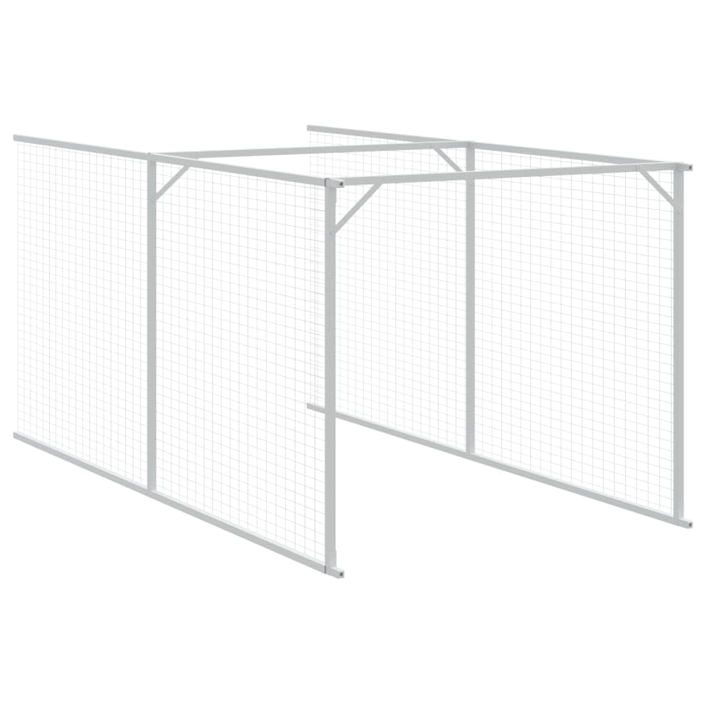 vidaXL Caseta Perros con Tejado, Casa Jaula para Mascotas con Corral, Perrera para Cachorros, Refugio para Animales, Acero Galvanizado Gris