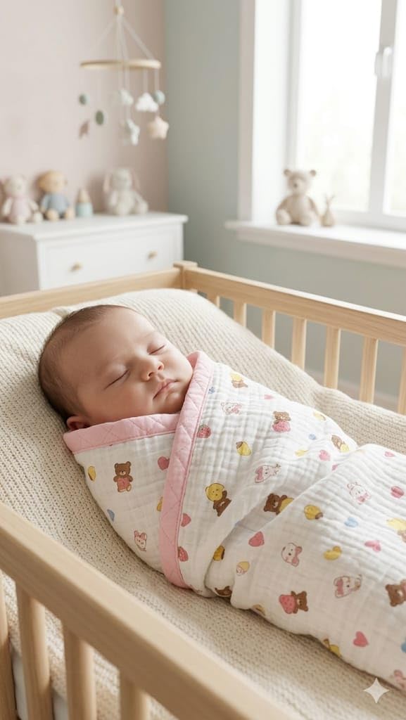 Baby Muslin Swaddle Blanket for Newborn | Soft Breathable Cotton Muslin Wrapping Blanket | Lightweight Baby Receiving Wrap for Sleeping, Stroller, Nursery & Travel Use-image-30