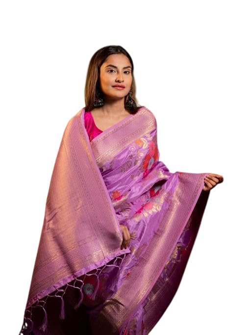 Women Banarasi Soft Silk Saree Elegant Minimalist Design with Stunning Color, Traditional Silk Saree with Blouse Piece (5.5m Saree & 0.8m Blouse)-picture-31