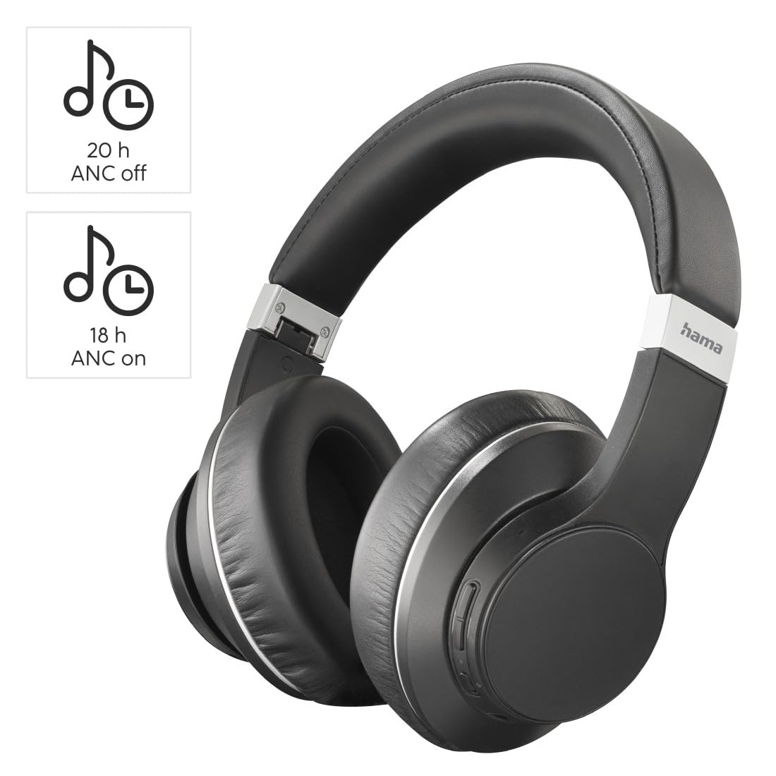 Hama Cuffie Bluetooth Passion Voyage (Over Ear, Cancelling del rumore, ricarica wireless, cuffie con microfono, con funzione touch, cuffie Bluetooth, cuscinetti auricolari) nero