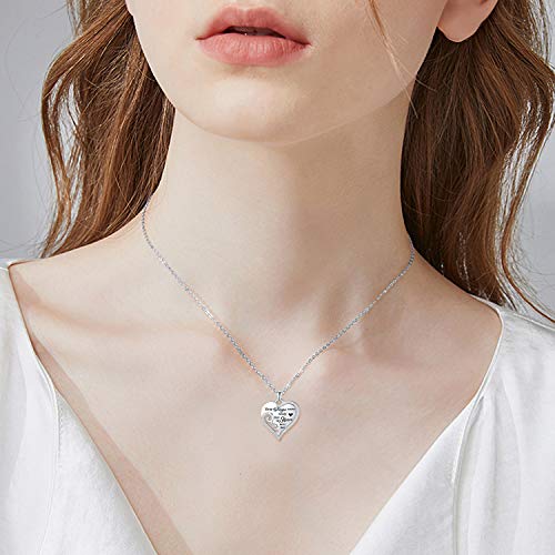 Angel Wings Memorial Necklace - 925 Sterling Silver Heart Pendant with Angel Wing Sympathy Gift2