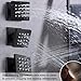 KATAIS 16X26 inch Matte Black Shower System with Body Jets, Ceiling Mount Raindall Shower Head and 8 inch Wall Mount Shower Head, 4 Way Temperature Digital Display Shower Faucet Set