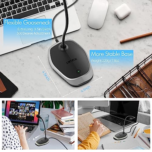 USB Microphone, Plug & Play Microphone for PC, Desktop Omnidirectional Condenser Laptop Mic, Mute Button with LED Indicator, Compatible with Windows/Mac, Ideal for YouTube Videos, Skype, Recording