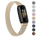Mugust Metal Band Compatible with Fitbit Inspire 3 Bands Women Men, Stainless Steel Mesh Loop Magnetic Replacement Bracelet Strap for Fitbit Inspire 3/2/Inspire HR Fitness Tracker (Rose Gold)