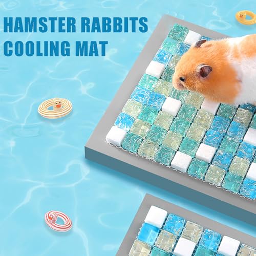 Image of OULIGET Hamster Rabbits Cooling Mat,Crystal Quartz Glass Small Animal Bed,Pet Cool Plate Ice Bed Sleeping Pad Stay Cool for Rabbits Guinea Pigs Chinchillas Ferret,6 inch x 6 inch