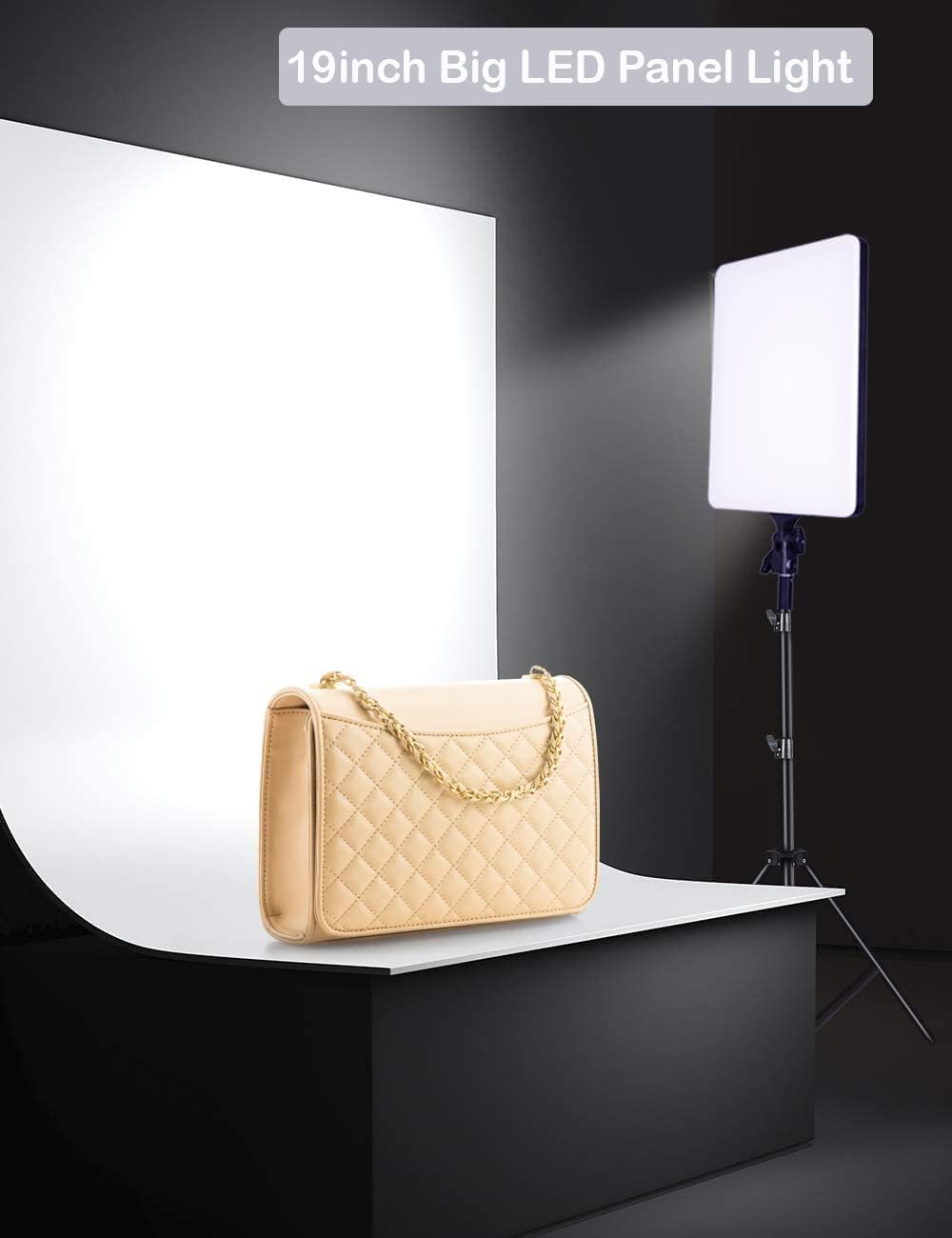 FKU 19 Inch LED Video Light Panel Light Portable Studio Lights for Photoshoot Lighting for Video Recording with NP-9988 7 FEET Heavy Duty (800 Grm) Tripod Stand and Phone Holder Selfie PANAL Light