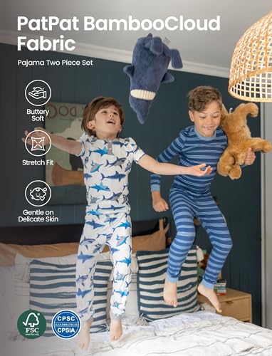 Image of PATPAT Toddler & Kids Pajama Sets with Bamboo Viscose, Snug Fit Pjs for Girls, All-Season Comfort Sleepwear, Ages 2-12 Years