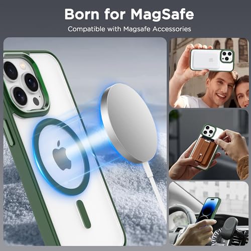 Image of CACOE Magnetic Case for iPhone 14 Pro Max 6.7 inch, Dark Green