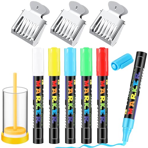 Qualirey 9 Pieces Queen Bee Marking Kit Including 5 Color Queen Marker Pens 1 Marking Bottle 3 Marking Clips for Beekeeping Supplies Beekeeper Marking Tools