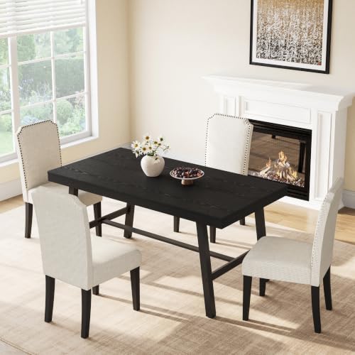 Image of GarveeHome Industrial Dining Table for 2-4, 55 inch Heavy Duty Rectangular Kitchen Table with 2 inchx2 inch Metal Legs, Small Space Dining Table for Kitchen, Dining Room (Black, 55 inch Non-extendable)