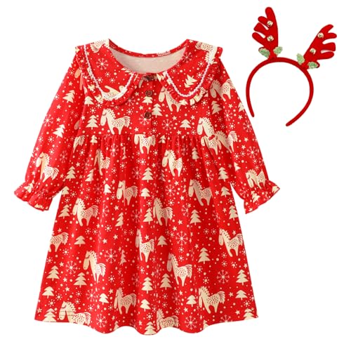 HILEELANG Toddler Kids Christmas Cotton Dresses and Sweatshirts3