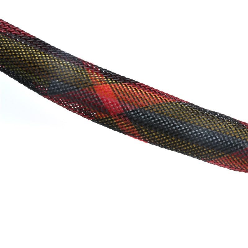 Manchon de Câble Gaine Tressée 10M Manchons de Tressage de Câble, Noir et Rouge 2-25 mm Manches Enroulables, pour Finition de Câble Manchon Isolant Rétractable (4mm)