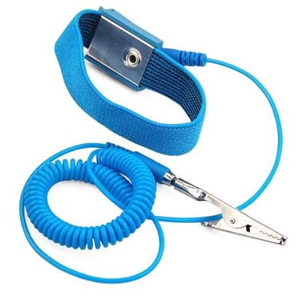 Prime Goods Distributors ESD Wrist Strap Alligator Clip Anti Static Discharge Band Grounding Prevent Static Shock Anti Static Bracelet Adjustable ESD Wrist Strap Blue