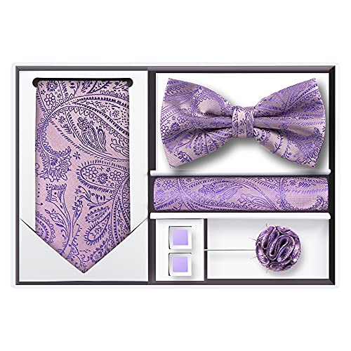 Image of Tie G .5pcs Tie set in a gift box : Tie sets : Solid color Neck tie,Satin Bow tie,Pocket Square, Lapel, Cuffs link