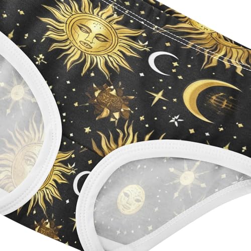 Cotton Toddler Underwear Custom Golden Sun Moon Black Girl Panties Cute Funny Briefs Underpants 2t4