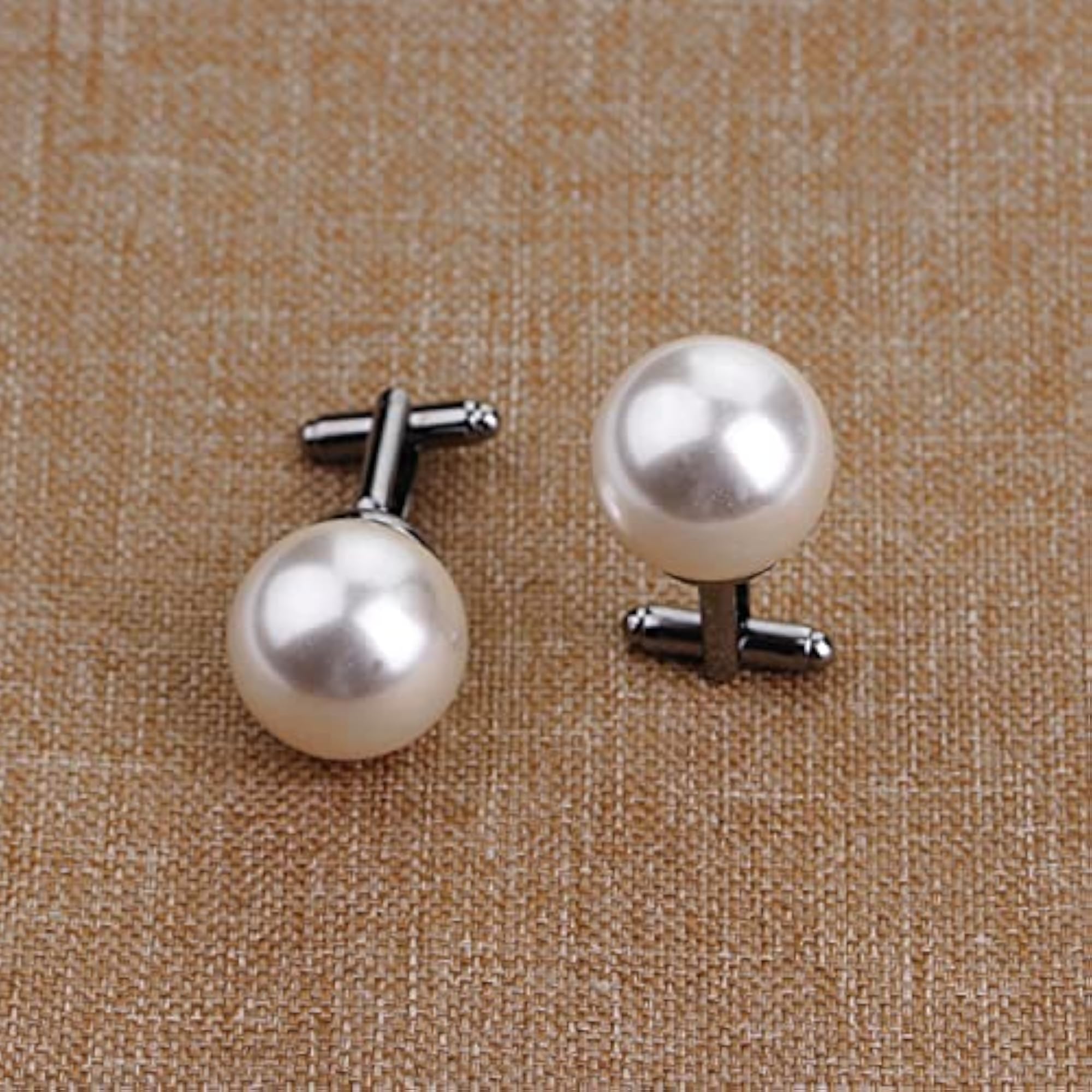 Creative Pearl Cufflinks Set for Men, Elegant Wedding Accessory