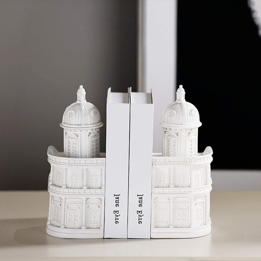 Serre-livres design bâtiment blanc créatif pour étagère de salon ou bureau