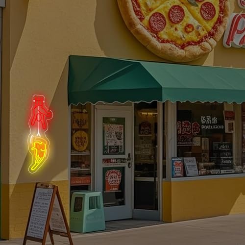 Image of Spiderman Take Pizza LED Neon Sign USB Powered for Wall Decor, Funny Neon Night Light Sign Dimmable for Restaurant Party Decor Food Lover Birthday Gifts