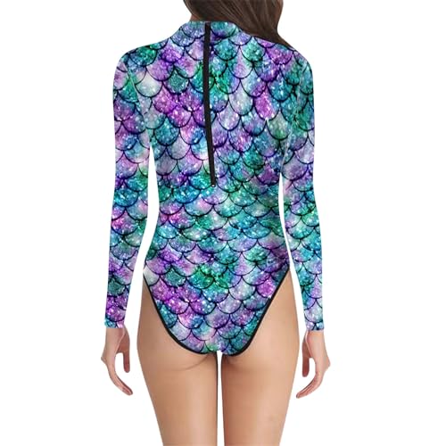 Elegante traje de baño de mujer con estampado de escamas de pescado perfecta síntesis moda comodidad para trajes de baño, azul oscuro, S