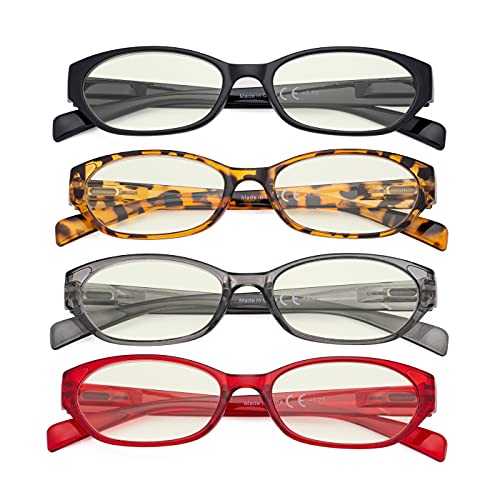 Image of Eyekepper 4 Pack Computer Reading Glasses Women - Spring Hinge Ladies Blue Light Blocking Readers +1.25