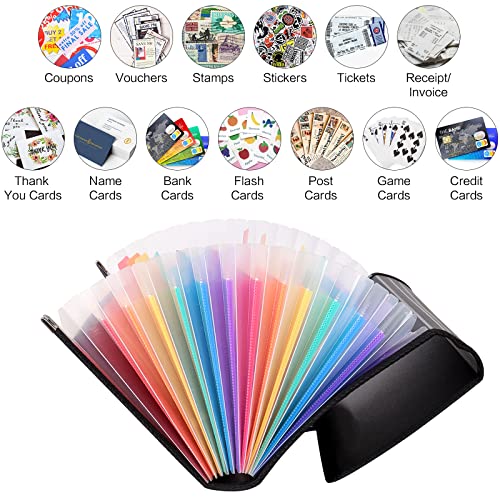 Uquelic 2 Pack Expanding Accordion Receipt Organizer Folder With Flap Design, Elastic Loop Closure, 13 Pockets Document Wallet For Coupons, Bills, Vouchers, Flash Cards Storage, 10*5 Inches #TOP2