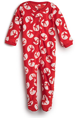elowel | Pijama Ninas | Ropa De Dormir De Lana Caliente| 1 Pieza | Pijama De Pie | Cálido Y Tierno | 100% Poliéster | Tamaño: 5 Años (110) | Colro: Rojo | Diseño: Reno