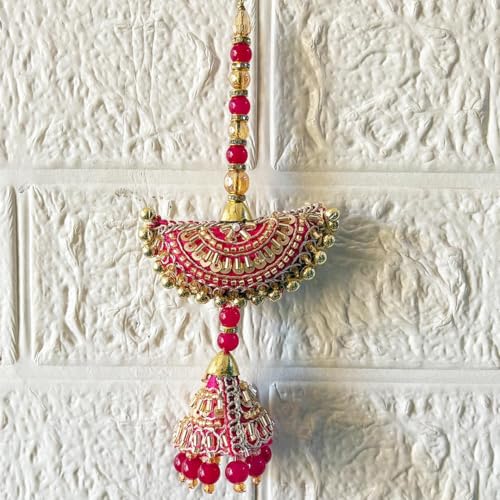 Image of Adikala Craft Store Handmade Ethnic Latkan Tassel Set of 2 for Saree Pallu, Blouse, Suits, Dupatta, Lehenga Decor | Ethnic Saree Pallu, Blouse, Suit, Dupatta & Lehenga Decoration (Rani Pearl)
