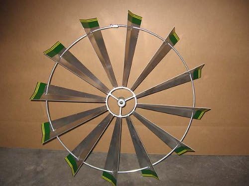 12 Ft Premium Aluminum Decorative Garden Windmill- Green Trim