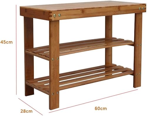 Miniatura 2 de ZEELYDE Zapatero pequeño banco de zapatos taburete de bambú organizador de almacenamiento de zapatos de pie cubierta de tela no tejida estante de