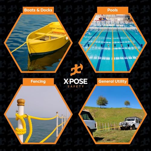 Yellow Twisted Polypropylene Rope, 1/2" Thickness x 50' Length Heavy Duty Poly Ropes for Outdoor and Marine Use, Yellow Rope for Visibility & Safety by Xpose Safety - Used condition - Image 2