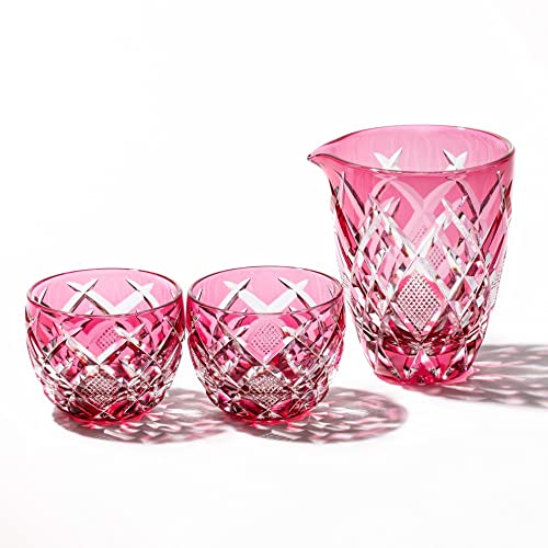 【25%OFF】太武朗工房 江戸切子 矢来魚子紋　酒器三点揃 琥珀ルリ 未使用品 Amazon.co.jp: 【 太武朗工房 公式 直販 】 クリスタル江戸切子 矢来