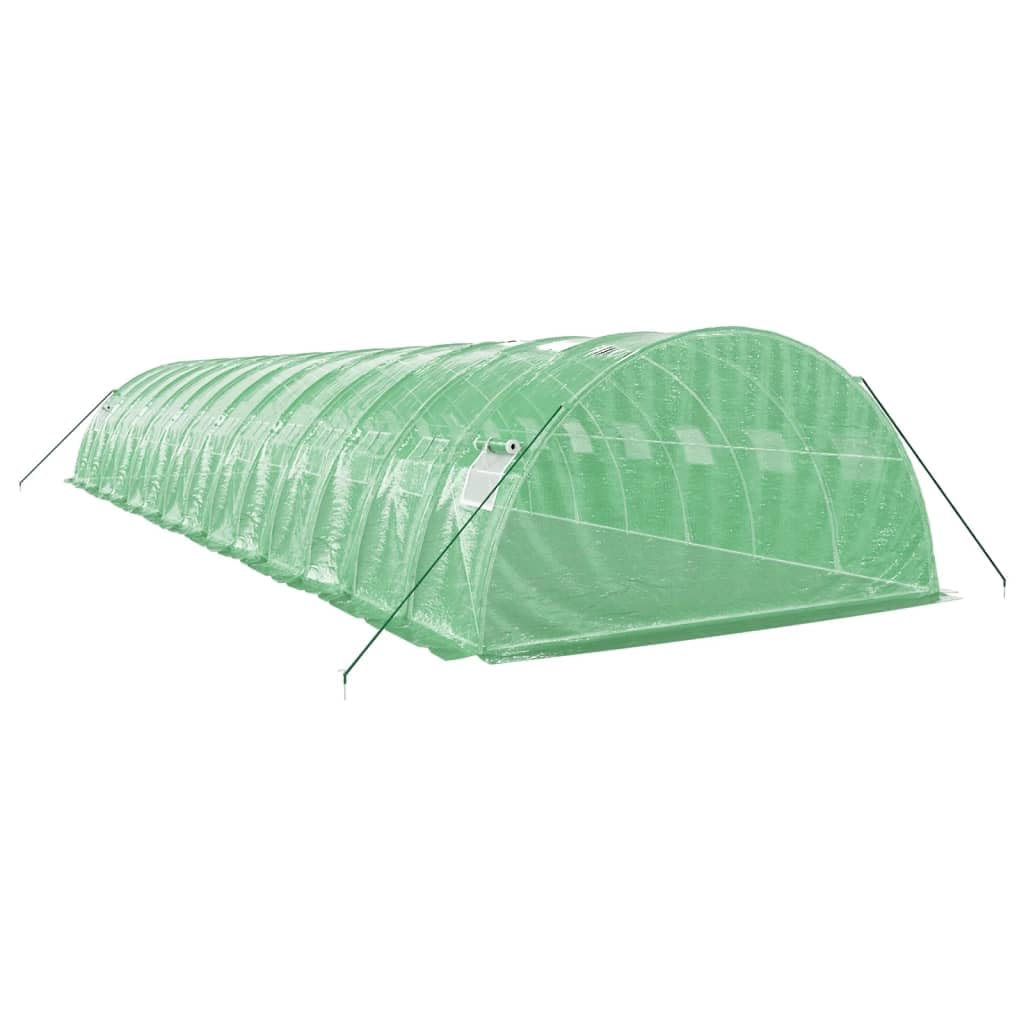 Invernadero con estructura de acero verde 14 x 4 x 2 m, 56 m², túnel de lámina para plantas, cubierta de polietileno resistente a los rayos UV, ventilación para verduras, tomates y hierbas