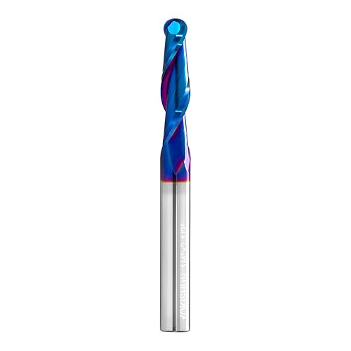 Brocas de fresadora CNC de vástago de 1/4 pulgadas de carburo con punta de bola con revestimiento nano azul para fresado lateral, fresado de