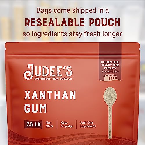 Judee’s Xanthan Gum 7.5 Lb Bulk - 100% Non-Gmo - Keto-Friendly, Gluten-Free And Nut-Free - Pure Food Grade - Gluten-Free Baking Essential - Great For Keto Syrups, Sauces, And Thickening #TOP4